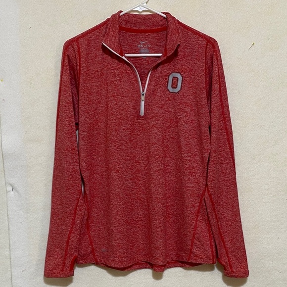 Nike Tops - Nike Red Heather Dri-FIT Ohio State Logo Performance Long Sleeve Tee